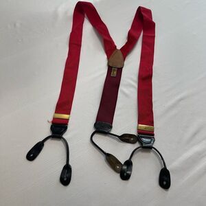 Trafalgar Red VTG Leather Tab Suspenders Braces